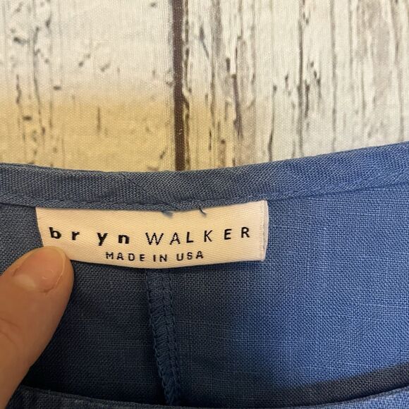 Bryn Walker Womens Linen Tunic Tank Dress Size L Elastic Hem Lagenlook Blue - Picture 5 of 14